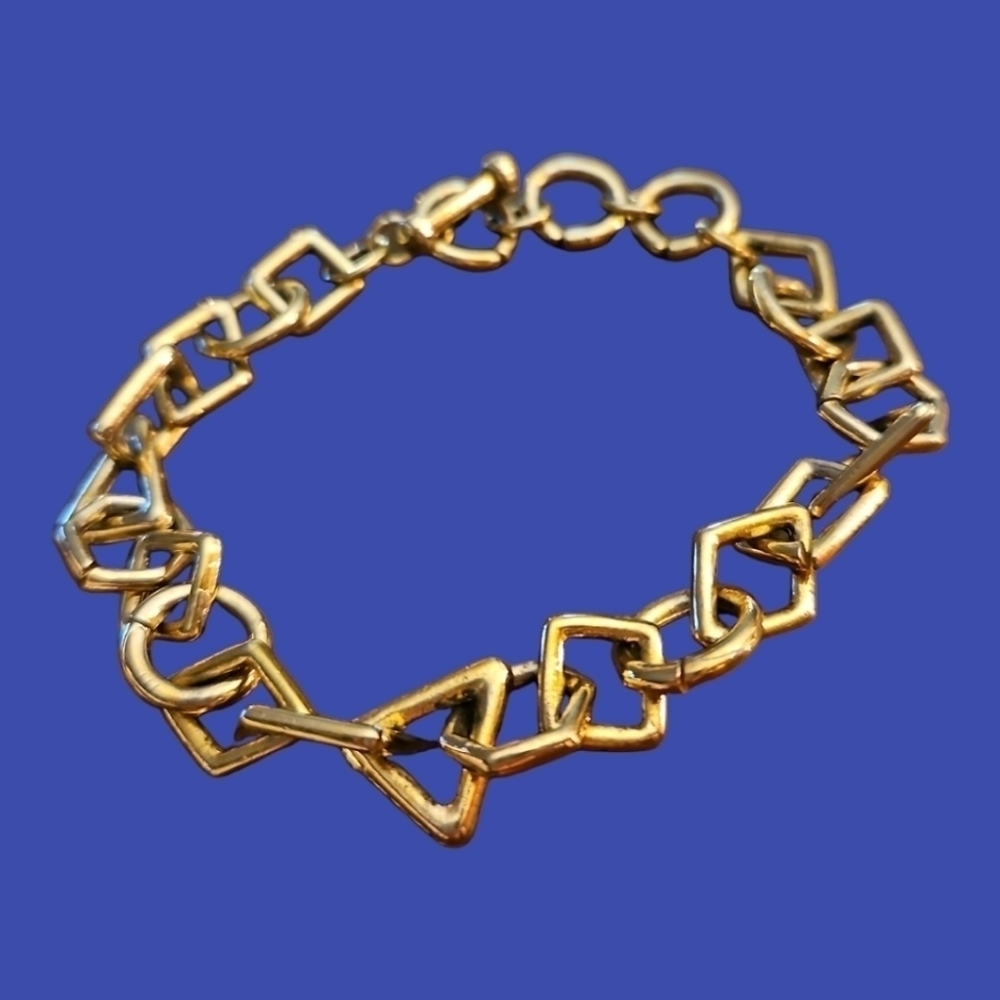 Vintage Geometric Shapes Link Chain Toggle Anklet
